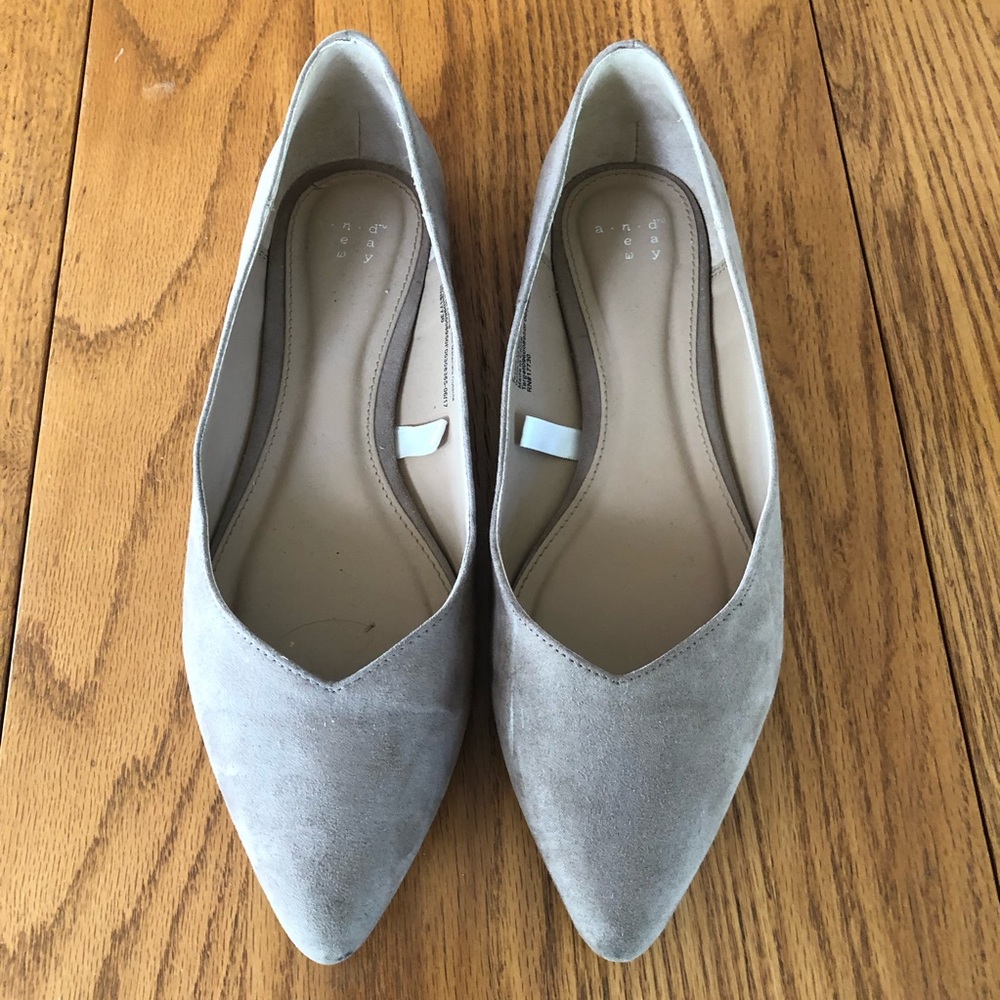 Beige Suede Pointed Flats